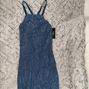 Blue lace cocktail dress